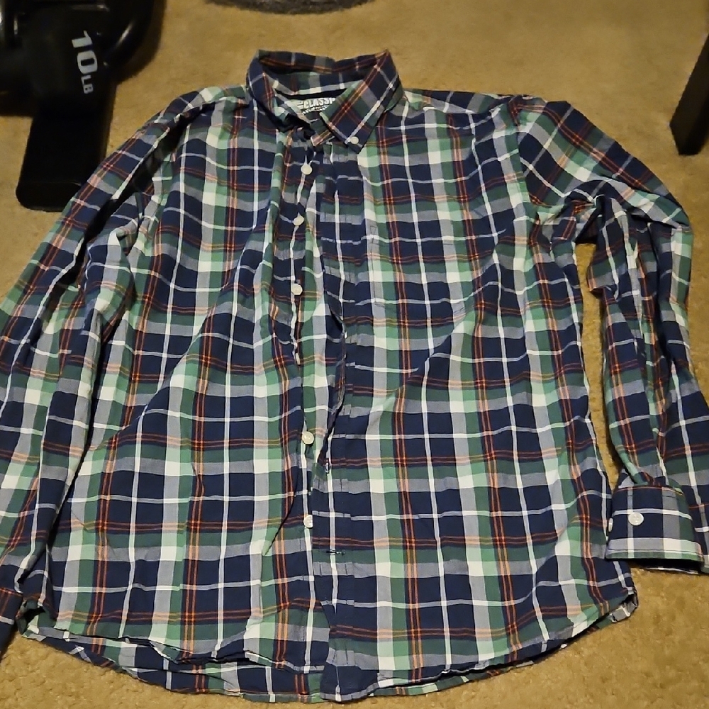 Men's Medium Old Navy Blue/green Plaid Shirt